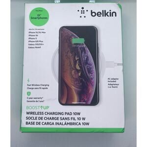 Belkin Boost Up 10-Watt Wireless Charging Pad for Apple, Samsung & More - White